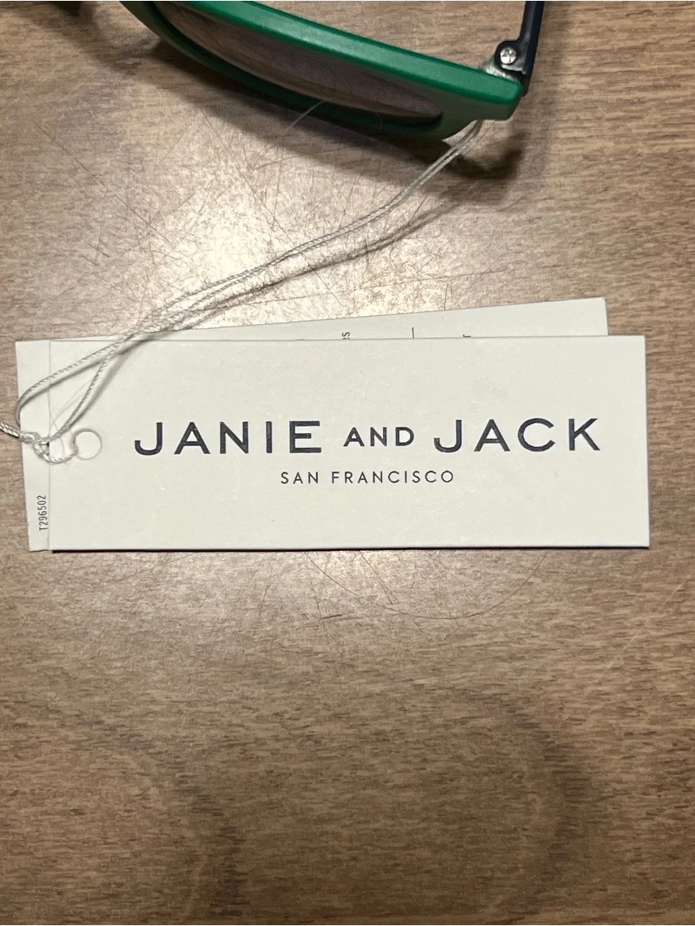 Janie and Jack Kids Rectangular Sunglasses Green Plastic Frame Black Lenses
